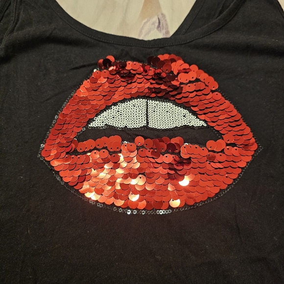 GBG Los Angeles Sequin Glitter red Lips size Large - Picture 3 of 6